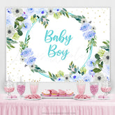 Lofaris Blue Flowers Themed Simple Baby Shower Backdrop For Boy